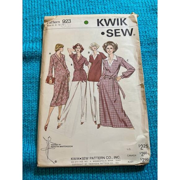 Kwik Sew 923 tunic dress 1980s pattern - Picture 1 of 5